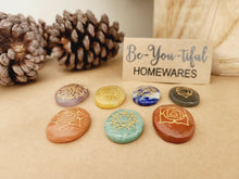 Load image into Gallery viewer, Chakra Palm Stone Set with Symbols