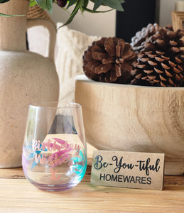 "Birthday Wishes" Stemless Wine Glass