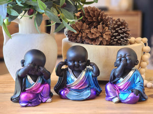Set of 3 Monk Buddha's - See no Evil , Hear no Evil & Speak no Evil