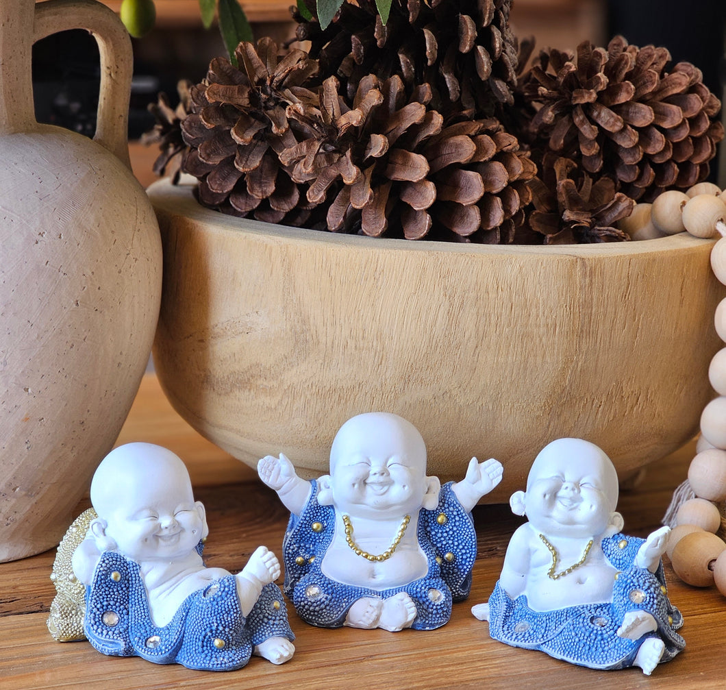 Set of 3 Happy Monk Buddha's