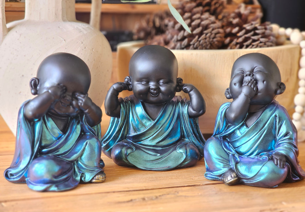 Set of 3 Monk Buddha's - See no Evil , Hear no Evil & Speak no Evil