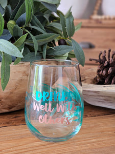 "Drinks Well With Others" Painted Glass