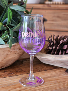 "Drink Up Bitches" Painted Glass
