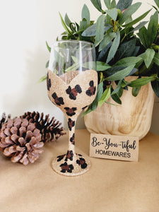 Animal Print stemmed Wine Glass